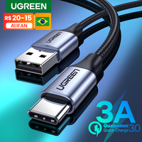 UGREEN kabel USB C typ C kabel ładujący do Xiaomi 11T Pro Samsung S21 kabel USB C przewód telefoniczny 3A QC3.0 USB typ C ładowarka 1